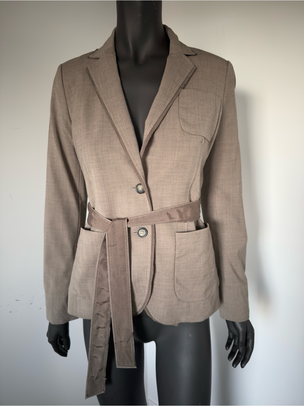 212. Banana Republic Wool Tailored Belted Blazer Jacket - Taupe